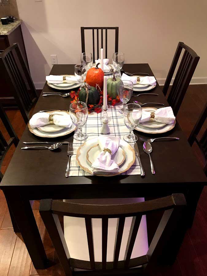 Fall table with pumpkins