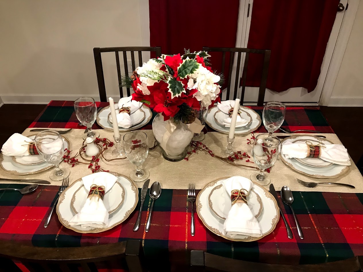 Winter table with flowers